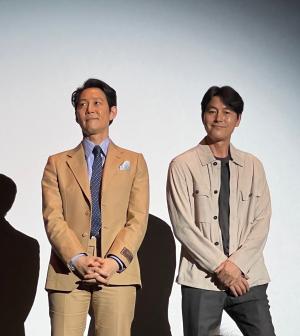 Lee Jung-jae y Jung Woo-sung en la presentación de Hunt en el Auditori